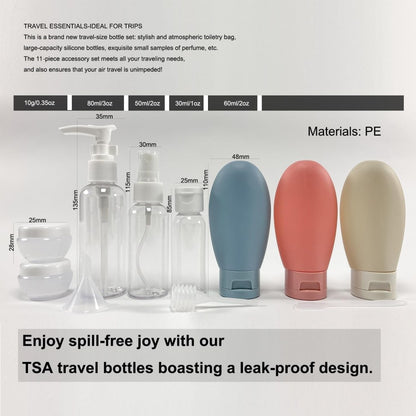 11 PCS Travel Bottle Set – Leakproof Refillable Toiletry Containers