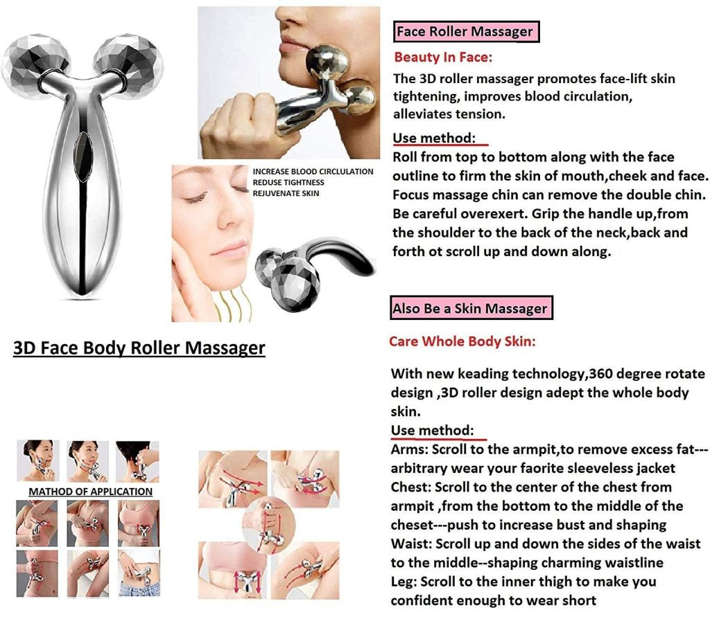 3D Face & Body Massager Roller for Skin Tightening & Lifting