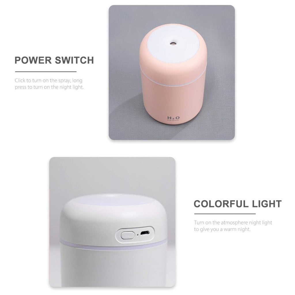 USB H2O Mini Humidifier – Portable Cool Mist Air Humidifier with LED Light