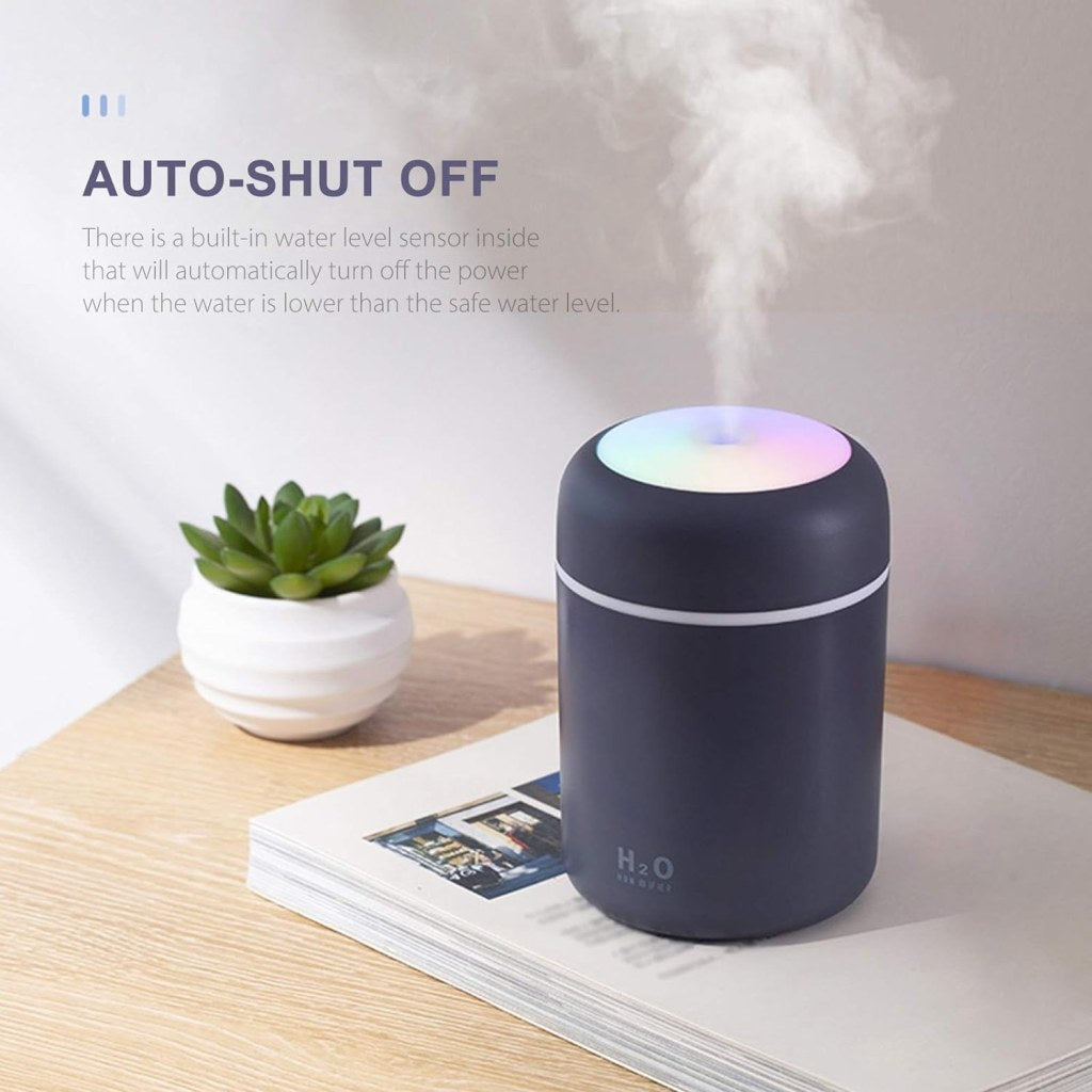 USB H2O Mini Humidifier – Portable Cool Mist Air Humidifier with LED Light