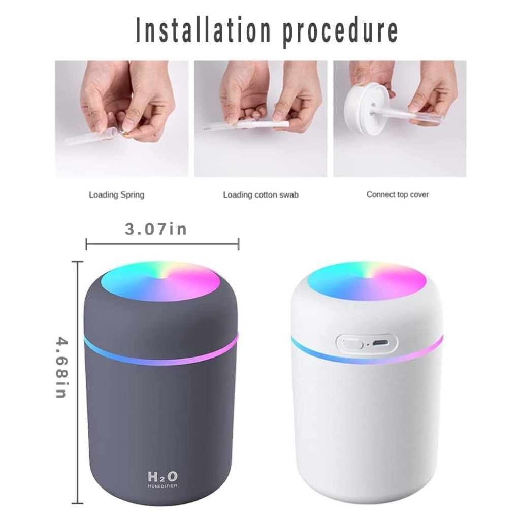 USB H2O Mini Humidifier – Portable Cool Mist Air Humidifier with LED Light