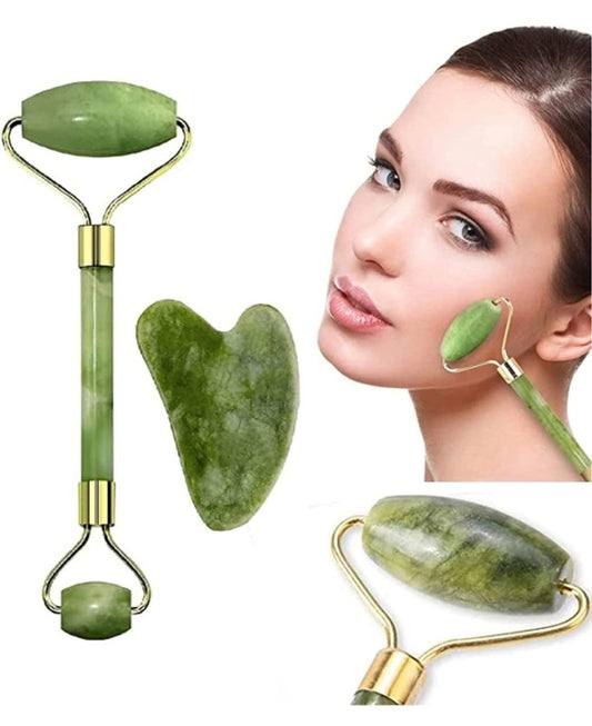 Jade Roller & Gua Sha Face Massager for Skin Care