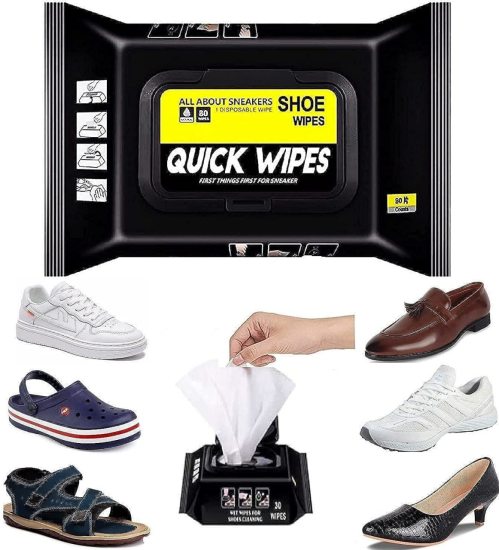 Shoe Cleaning Wipes (80 Wipes) – Quick Sneaker & Leather Shoe Cleaner (2 qty)
