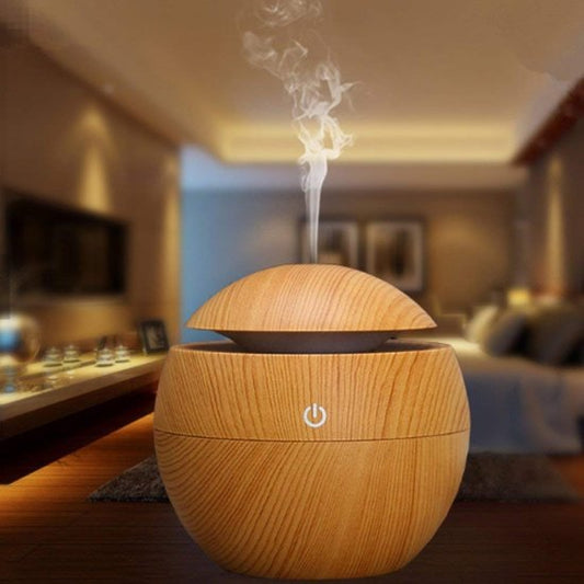 Wooden Ultrasonic Humidifier & Aroma Diffuser with LED Light