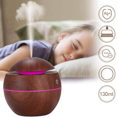 Wooden Ultrasonic Humidifier & Aroma Diffuser with LED Light