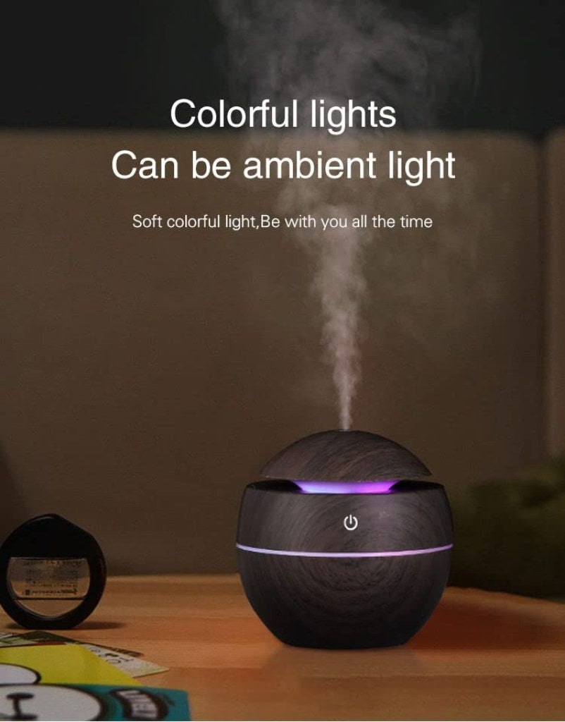 Wooden Ultrasonic Humidifier & Aroma Diffuser with LED Light