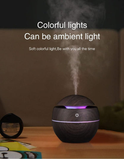 Wooden Ultrasonic Humidifier & Aroma Diffuser with LED Light